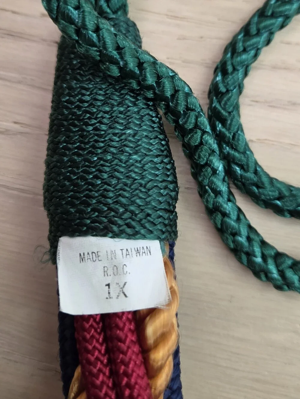 VTG 80s Bohemian Multi Color Braided Rope Cord Medallion Statement Belt 1X